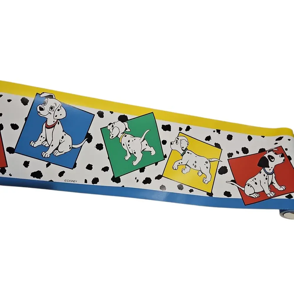 Vintage Disney 101 Dalmatians Border Wallpaper 90s Yellow Blue Red